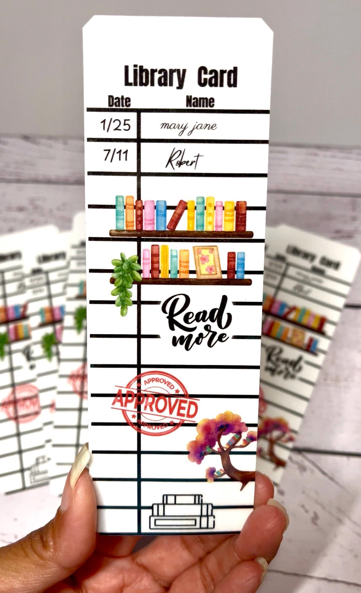 Vintage Library Card Bookmark: Laminated Bookshelf Design, Retro Book Lover Gift
