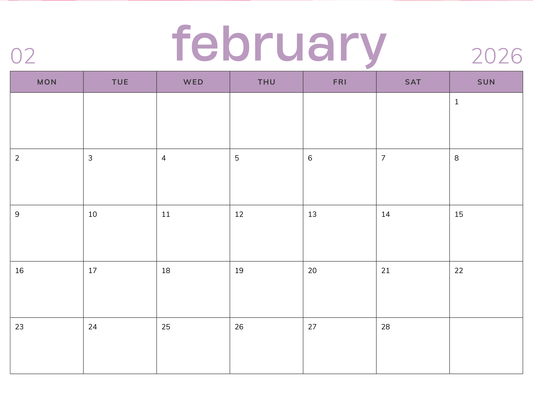 2026 Inspirational Wall Calendar (Minimal Monthly + Floral Quote Pages)