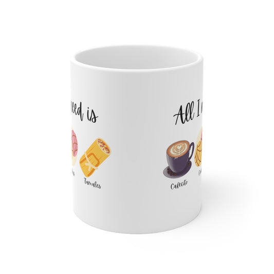 Cafecito Conchas Tamales Mug: Mexican Coffee Mug, Gift for Grandma