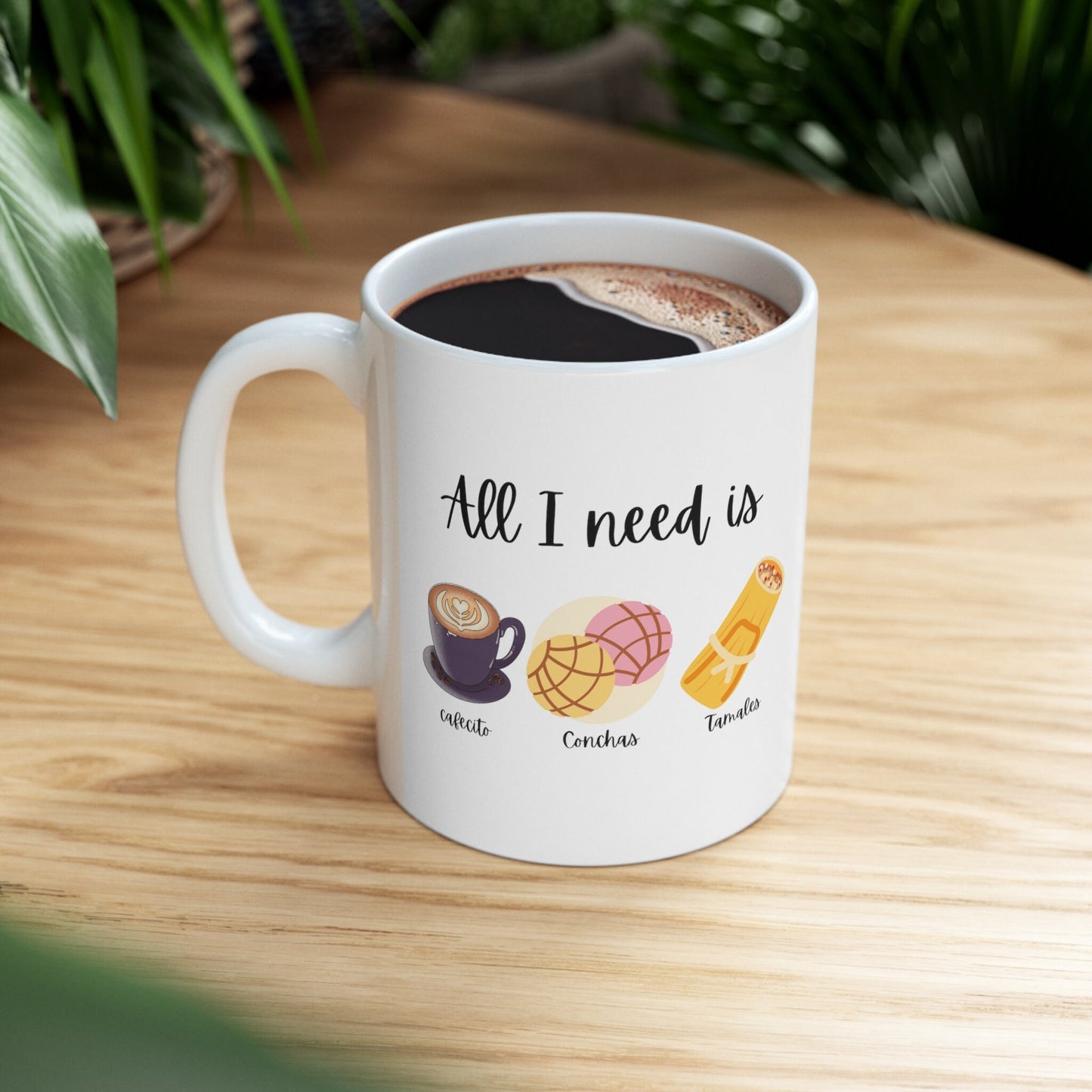 Cafecito Conchas Tamales Mug: Mexican Coffee Mug, Gift for Grandma