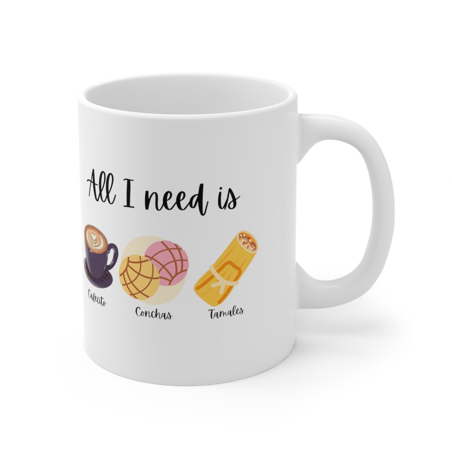 Cafecito Conchas Tamales Mug: Mexican Coffee Mug, Gift for Grandma