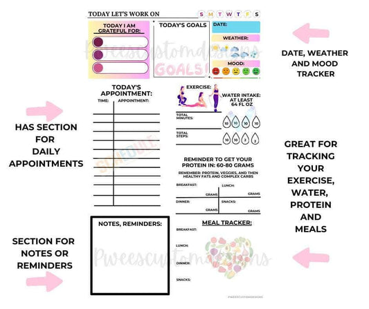 Fitness Notepad, Bariatric Fitness Pad, Weight Loss Tracker, Fitness Tracker, Bariatric Tracker