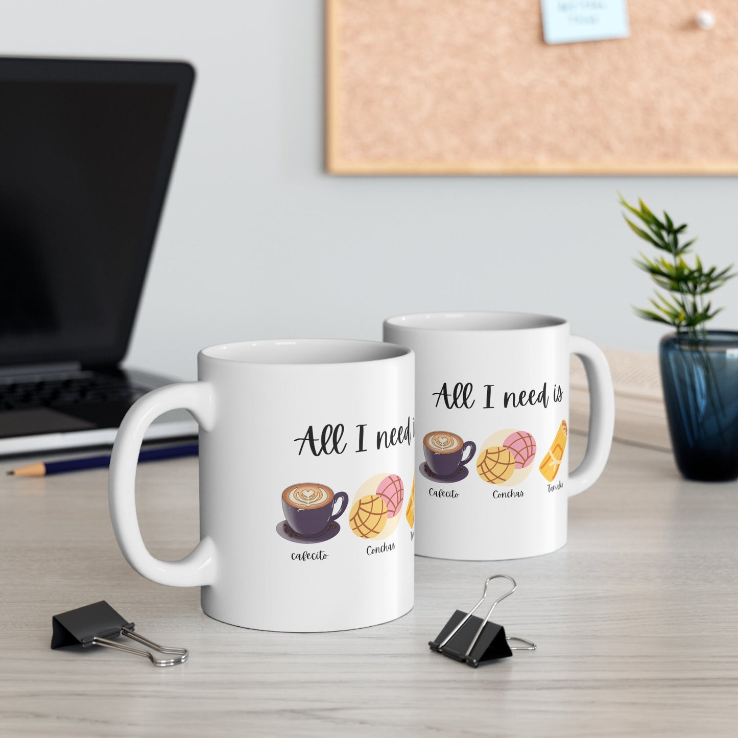 Cafecito Conchas Tamales Mug: Mexican Coffee Mug, Gift for Grandma