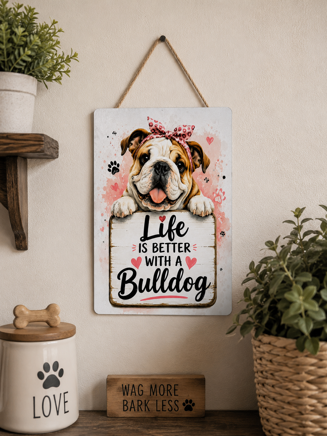 Life is better with a Bulldog/Aluminum Wall Decor/Dog Sign/8x12 Metal Sign