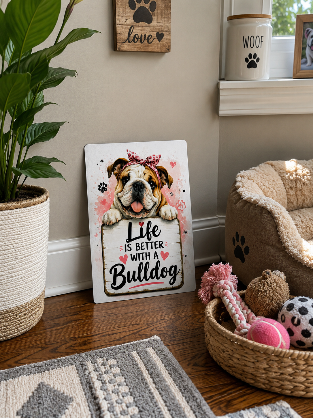 Life is better with a Bulldog/Aluminum Wall Decor/Dog Sign/8x12 Metal Sign