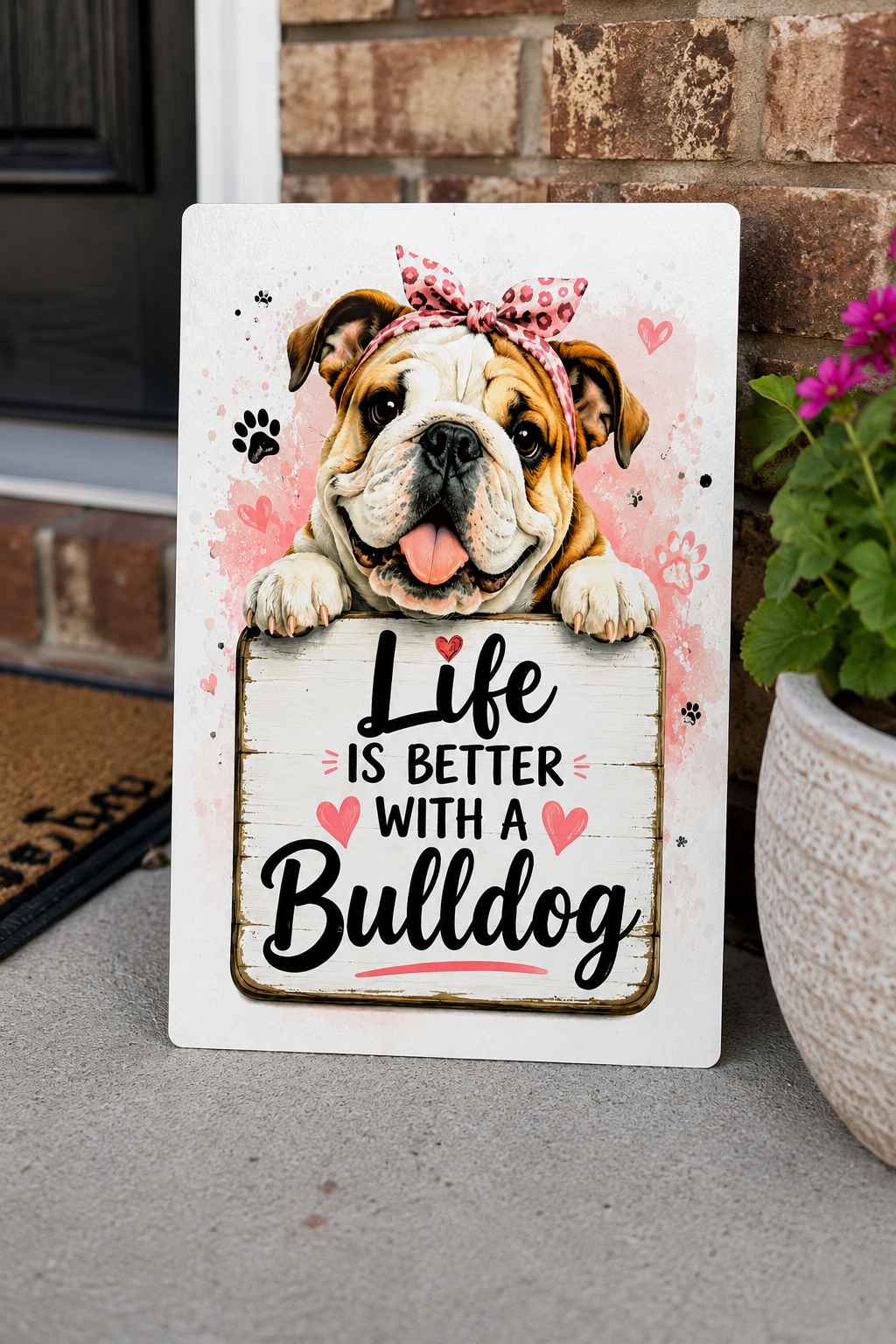 Life is better with a Bulldog/Aluminum Wall Decor/Dog Sign/8x12 Metal Sign