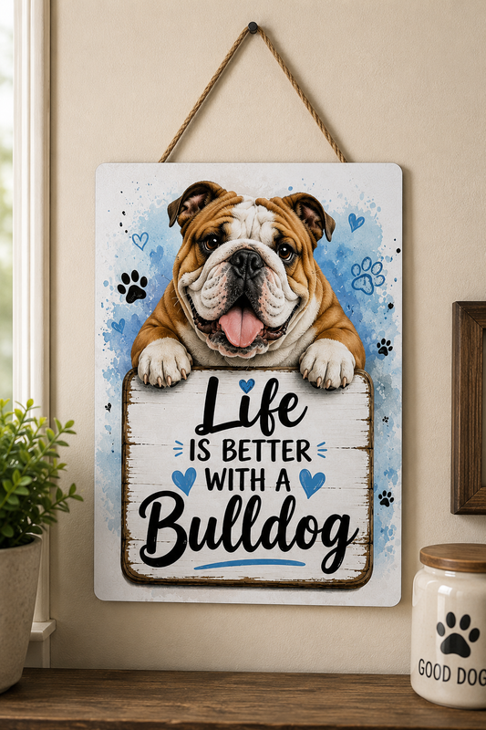 Life is better with a Bulldog/Aluminum Wall Decor/Dog Sign/8x12 Metal Sign