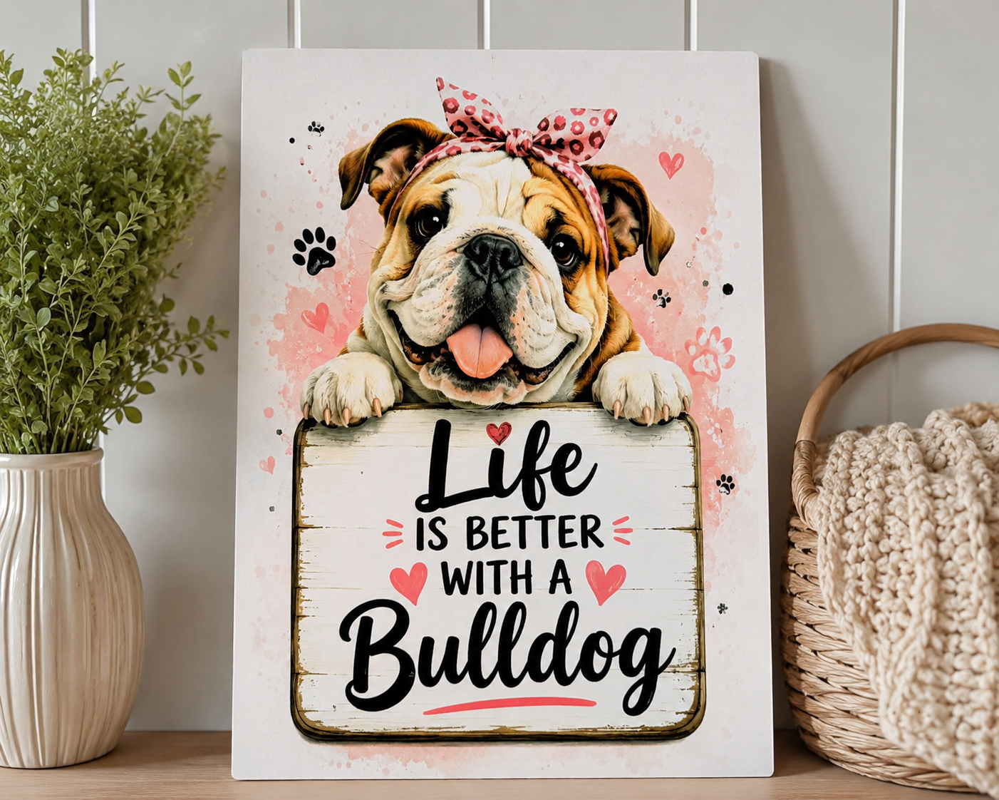 Life is better with a Bulldog/Aluminum Wall Decor/Dog Sign/8x12 Metal Sign