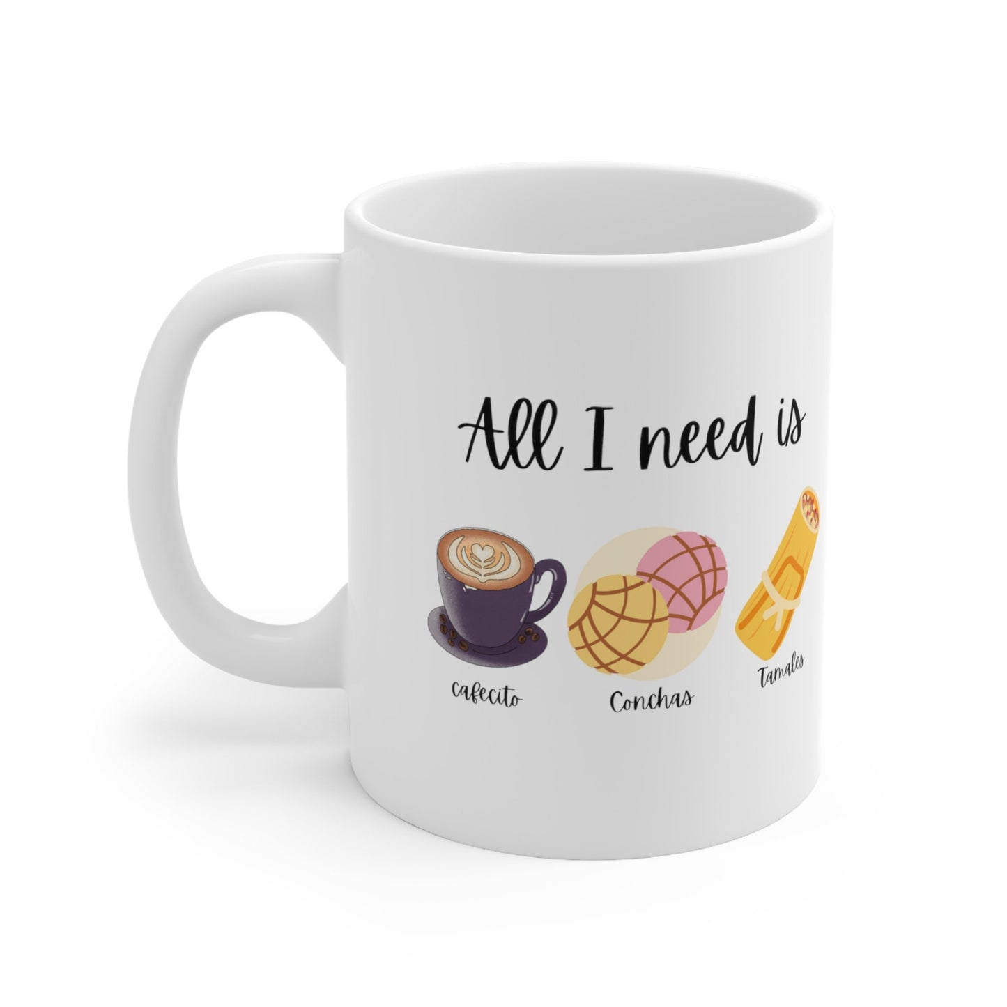 Cafecito Conchas Tamales Mug: Mexican Coffee Mug, Gift for Grandma