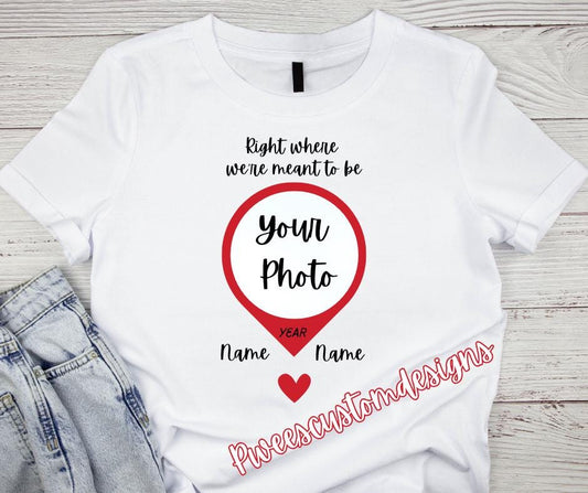 White t-shirt with customizable design elements on a wooden surface