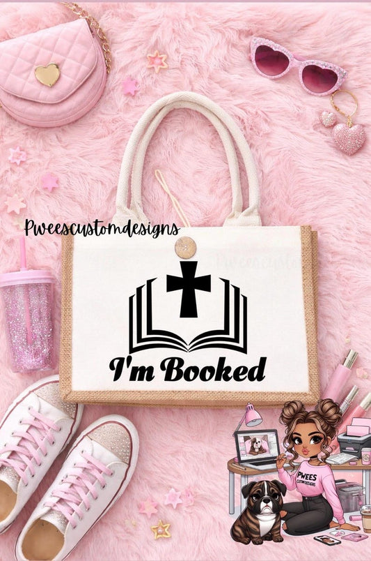 I'm Booked Christian Bible study tote bag